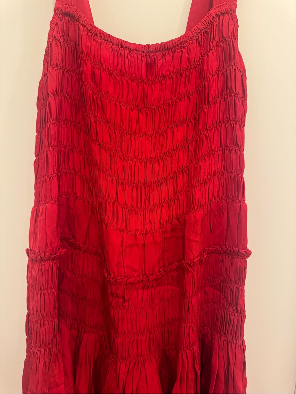 J. Crew Red Smocked Midi Dress - Picture 5 of 6